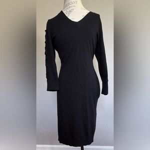 Calvin Klein Black Dress Long Sleeve Little Black Dress Women's  M Velvet Trim